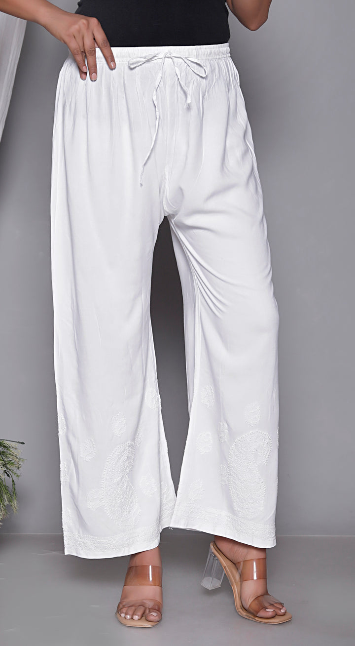 Bakhiya Work  Cotton Chikankari Palazo