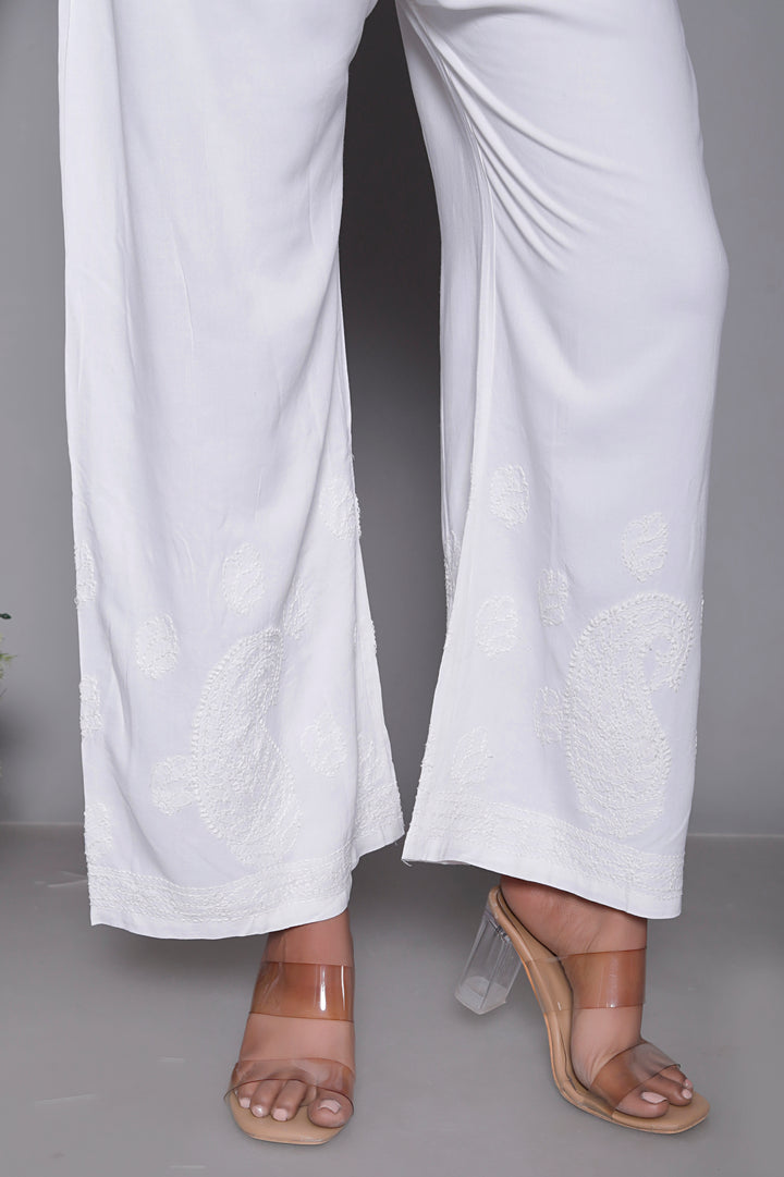 Bakhiya Work  Cotton Chikankari Palazo