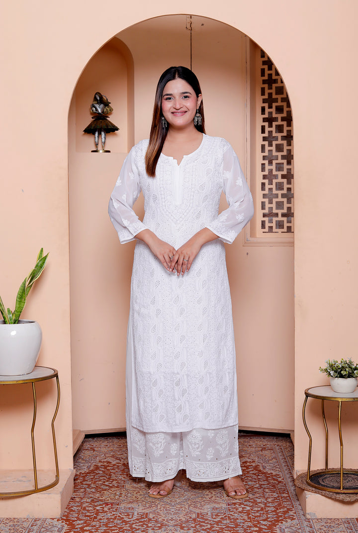 Nora chikankari viscose Long Kurti