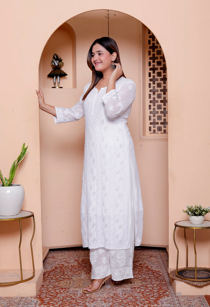 Nora chikankari viscose Long Kurti
