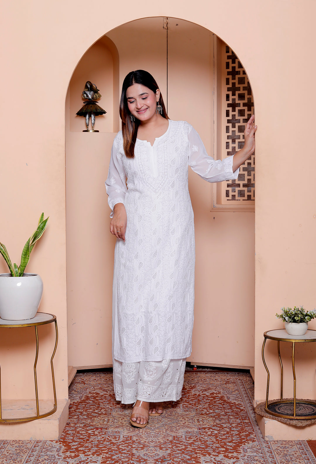 Nora chikankari viscose Long Kurti