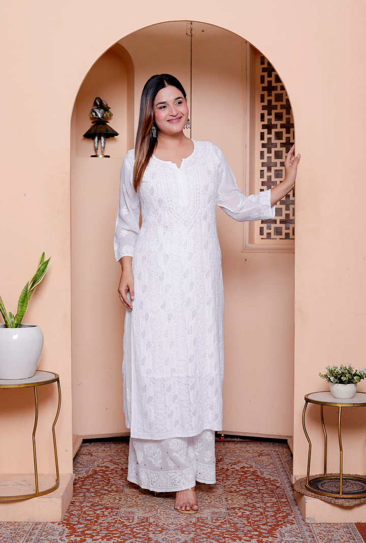 Nora chikankari viscose Long Kurti