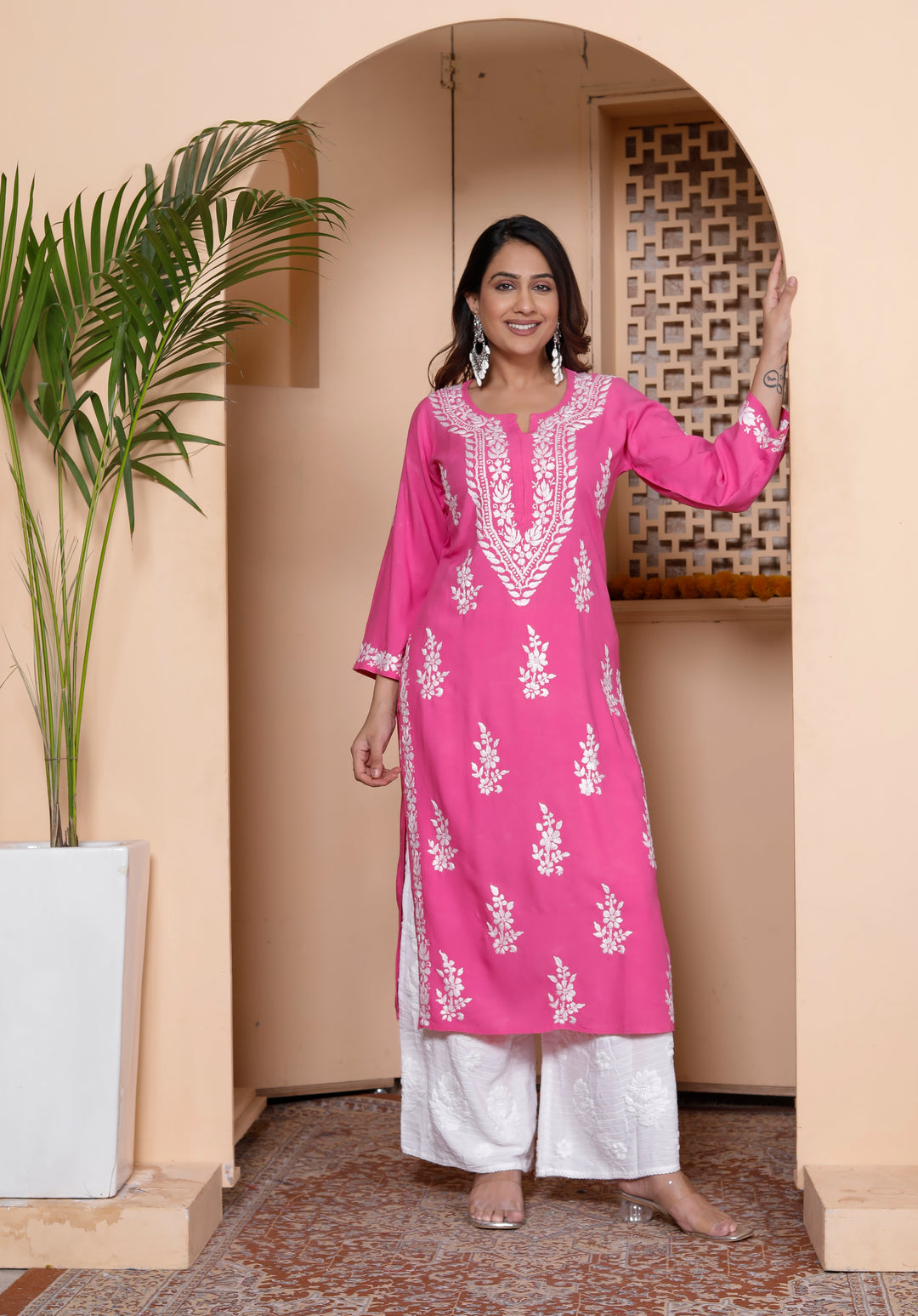 LAVANYA RAYON CHIKANKARI LONG KURTI