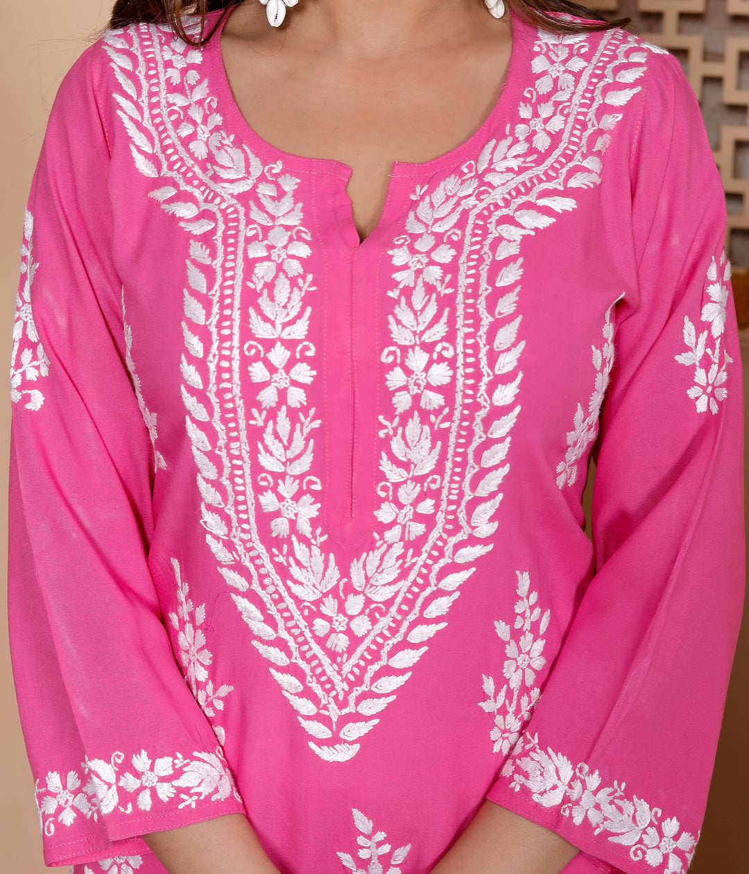 LAVANYA RAYON CHIKANKARI LONG KURTI