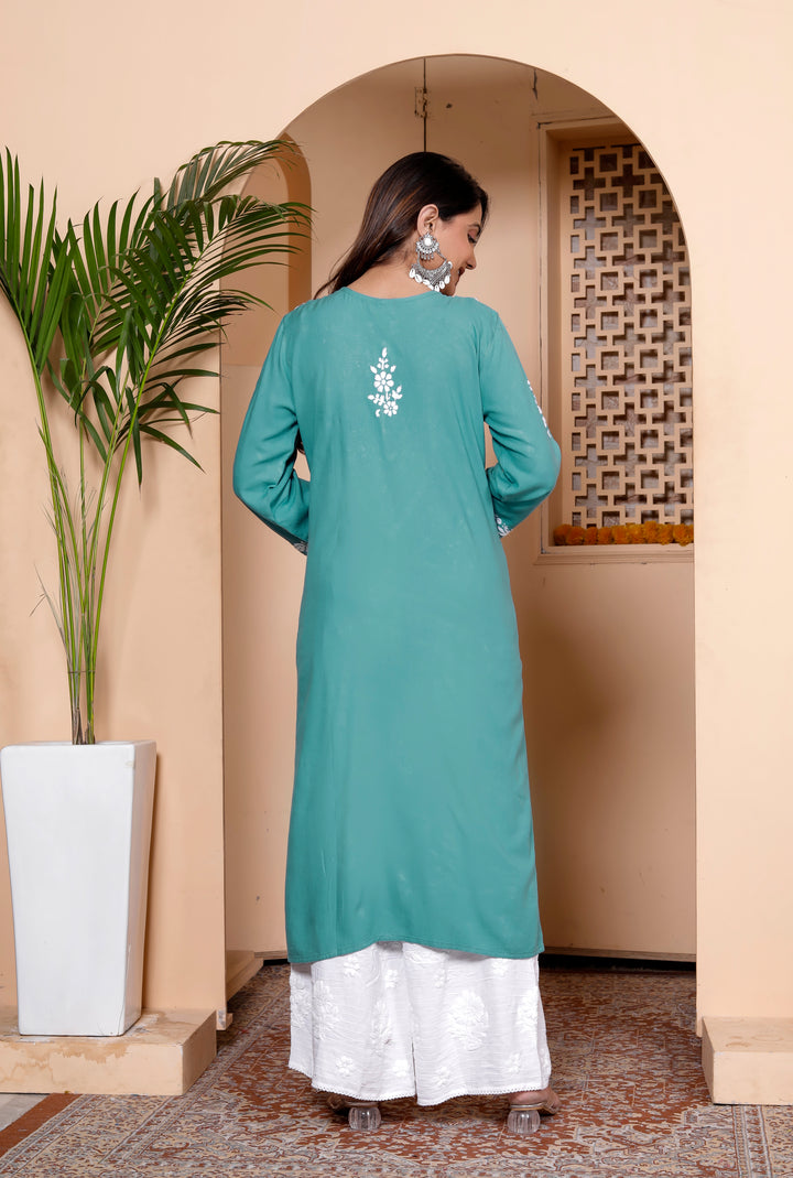 LAVANYA RAYON CHIKANKARI LONG KURTI