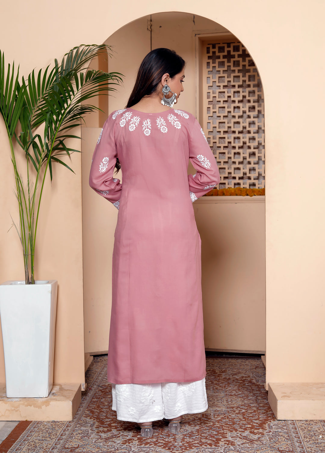 TARINI COTTON CHIKANKARI LONG KURTA