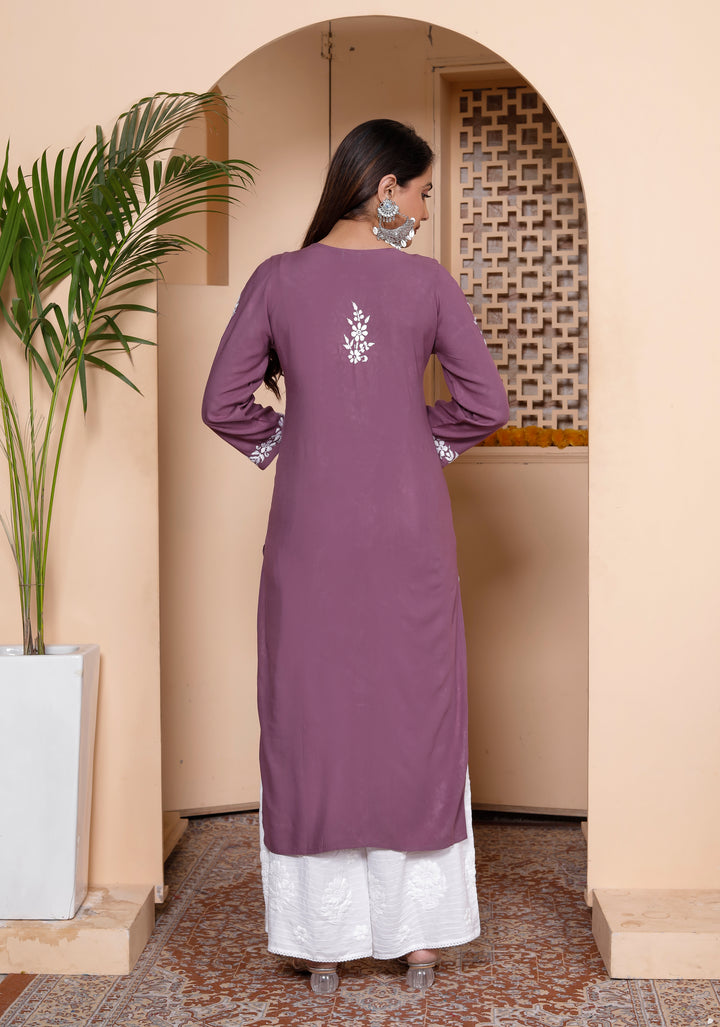 LAVANYA RAYON CHIKANKARI LONG KURTI