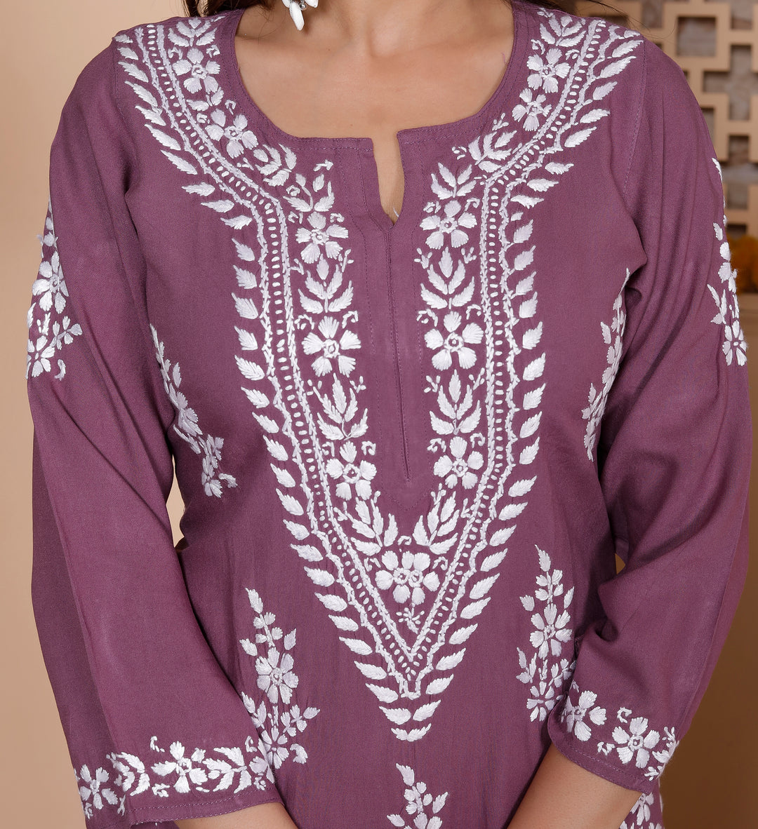 LAVANYA RAYON CHIKANKARI LONG KURTI