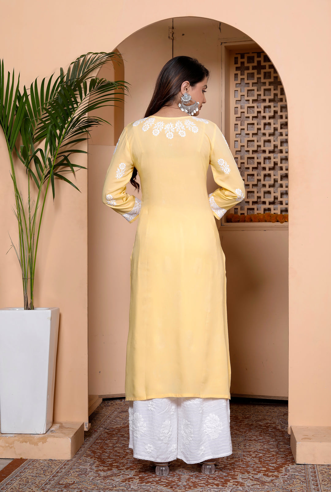 TARINI COTTON CHIKANKARI LONG KURTA