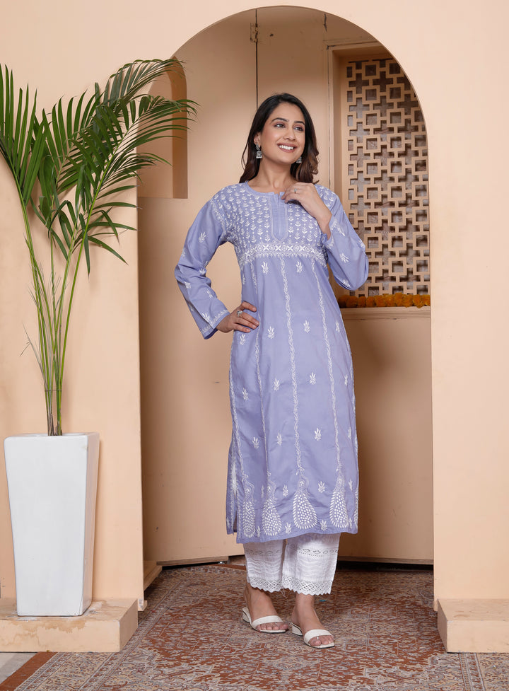 SITARA COTTON CHIKANKARI LONG KURTI