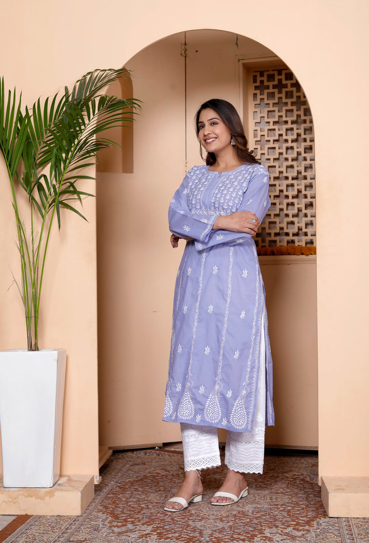 SITARA COTTON CHIKANKARI LONG KURTI