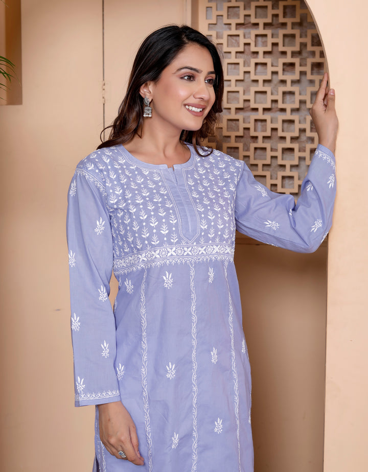 SITARA COTTON CHIKANKARI LONG KURTI