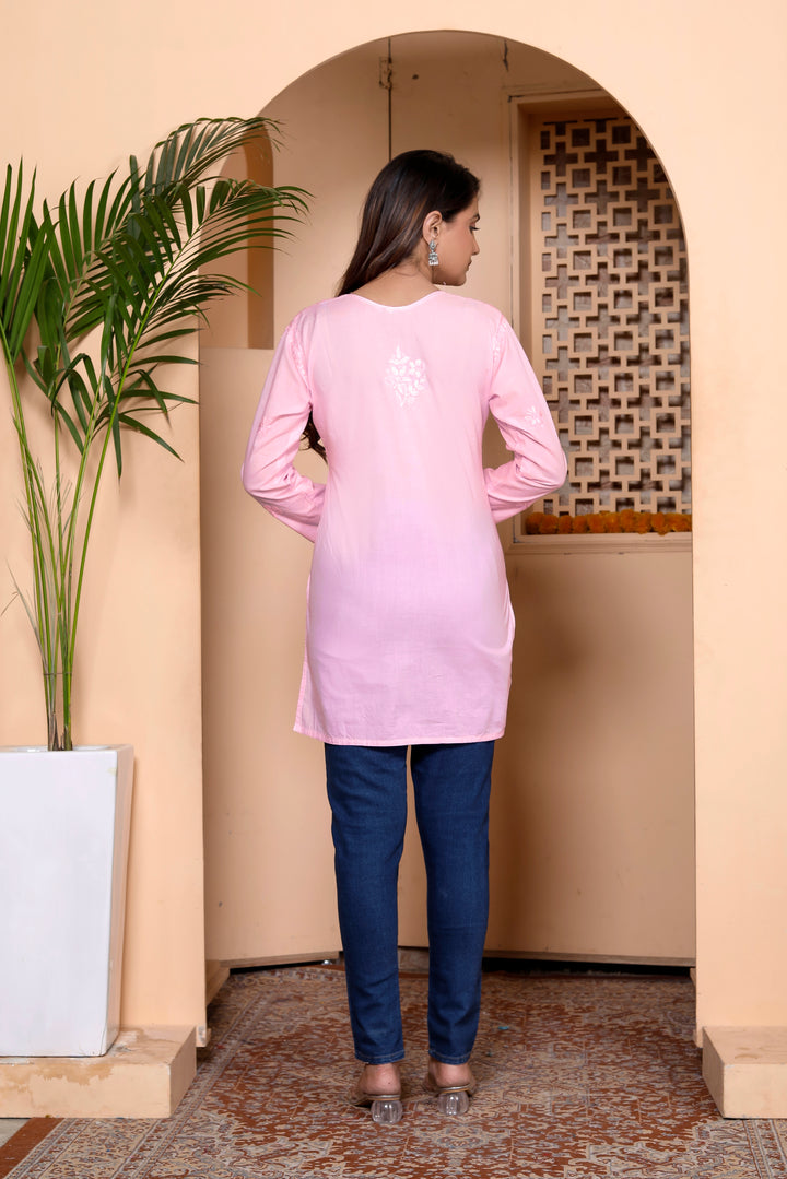 YUVIKA COTTON CHIKANKARI SHORT TOP