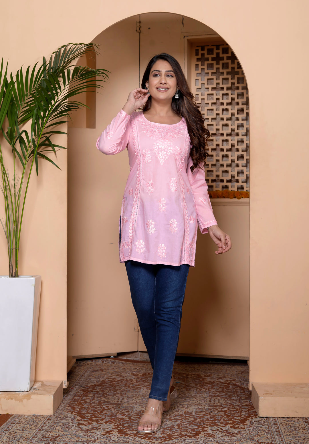 YUVIKA COTTON CHIKANKARI SHORT TOP