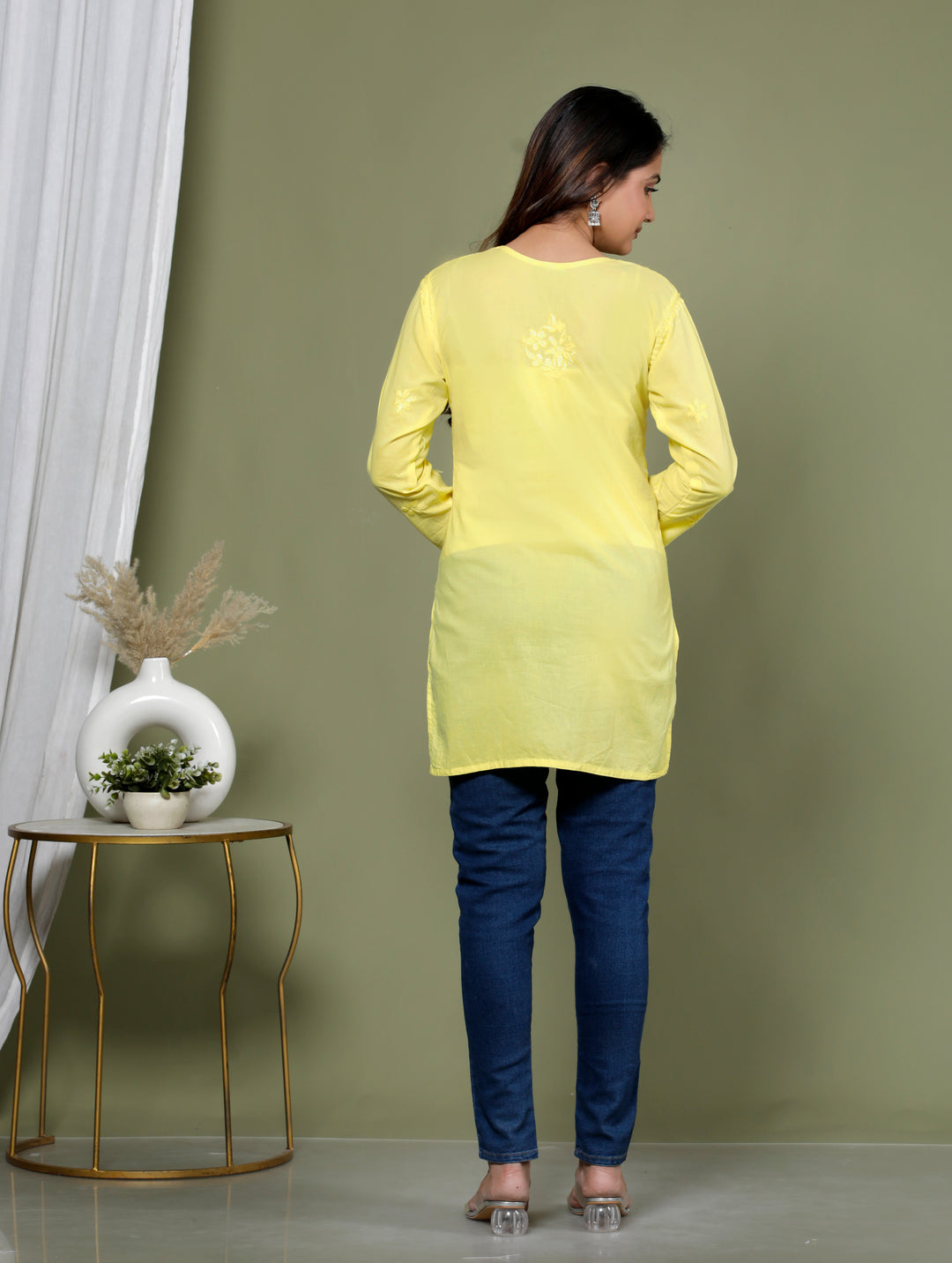 YUVIKA COTTON CHIKANKARI SHORT TOP