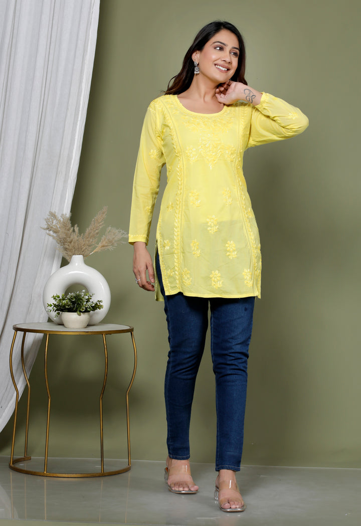 YUVIKA COTTON CHIKANKARI SHORT TOP