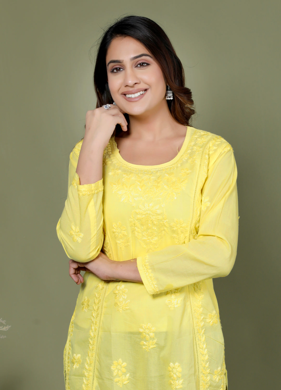 YUVIKA COTTON CHIKANKARI SHORT TOP