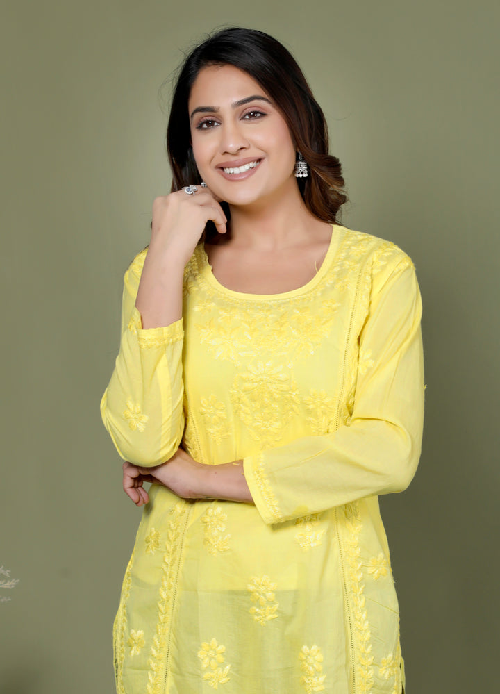 YUVIKA COTTON CHIKANKARI SHORT TOP