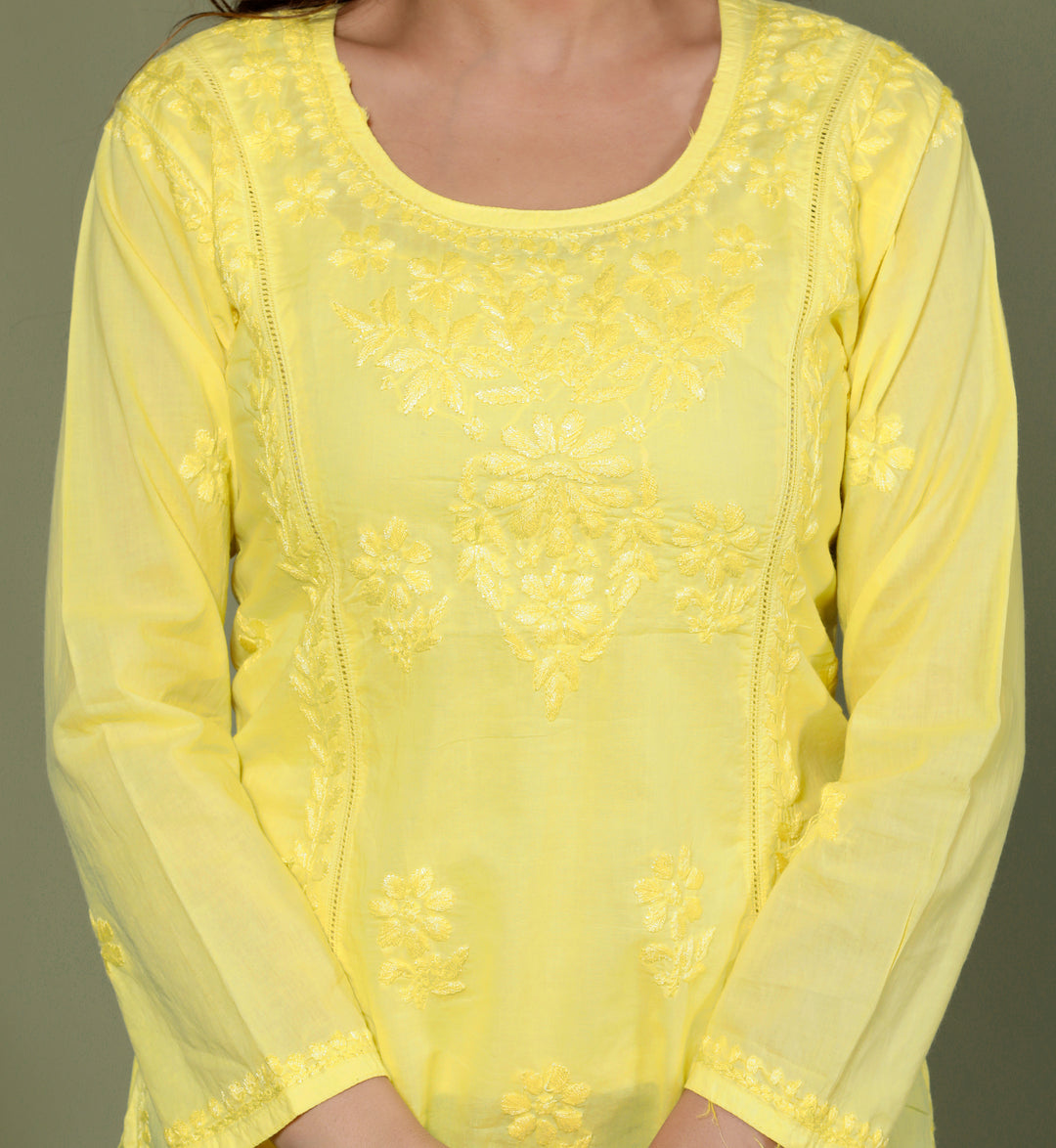 YUVIKA COTTON CHIKANKARI SHORT TOP