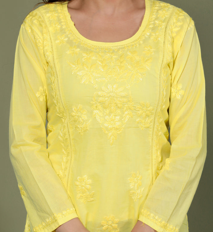 YUVIKA COTTON CHIKANKARI SHORT TOP