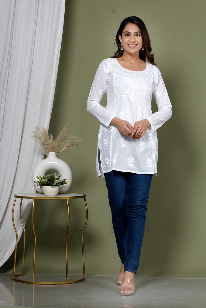 YUVIKA COTTON CHIKANKARI SHORT TOP