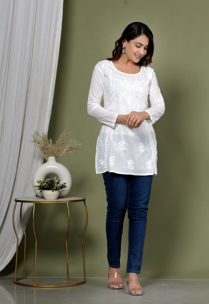 YUVIKA COTTON CHIKANKARI SHORT TOP