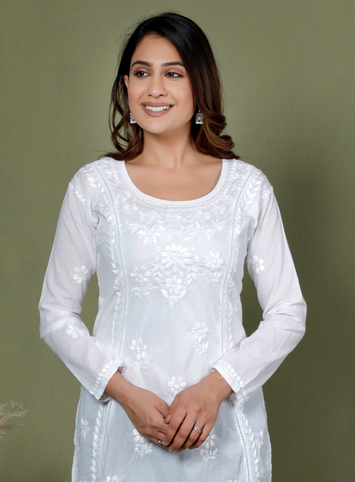 YUVIKA COTTON CHIKANKARI SHORT TOP