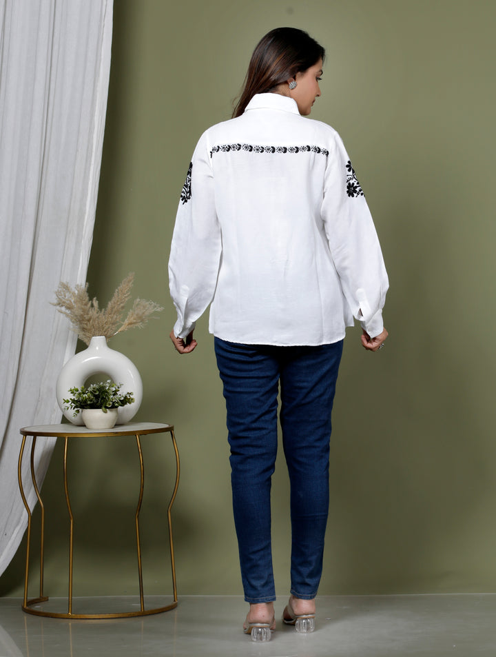 AAVYA LINEN CHIKANKARI SHIRT