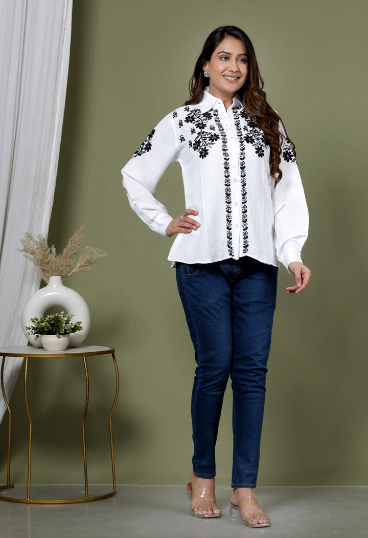AAVYA LINEN CHIKANKARI SHIRT