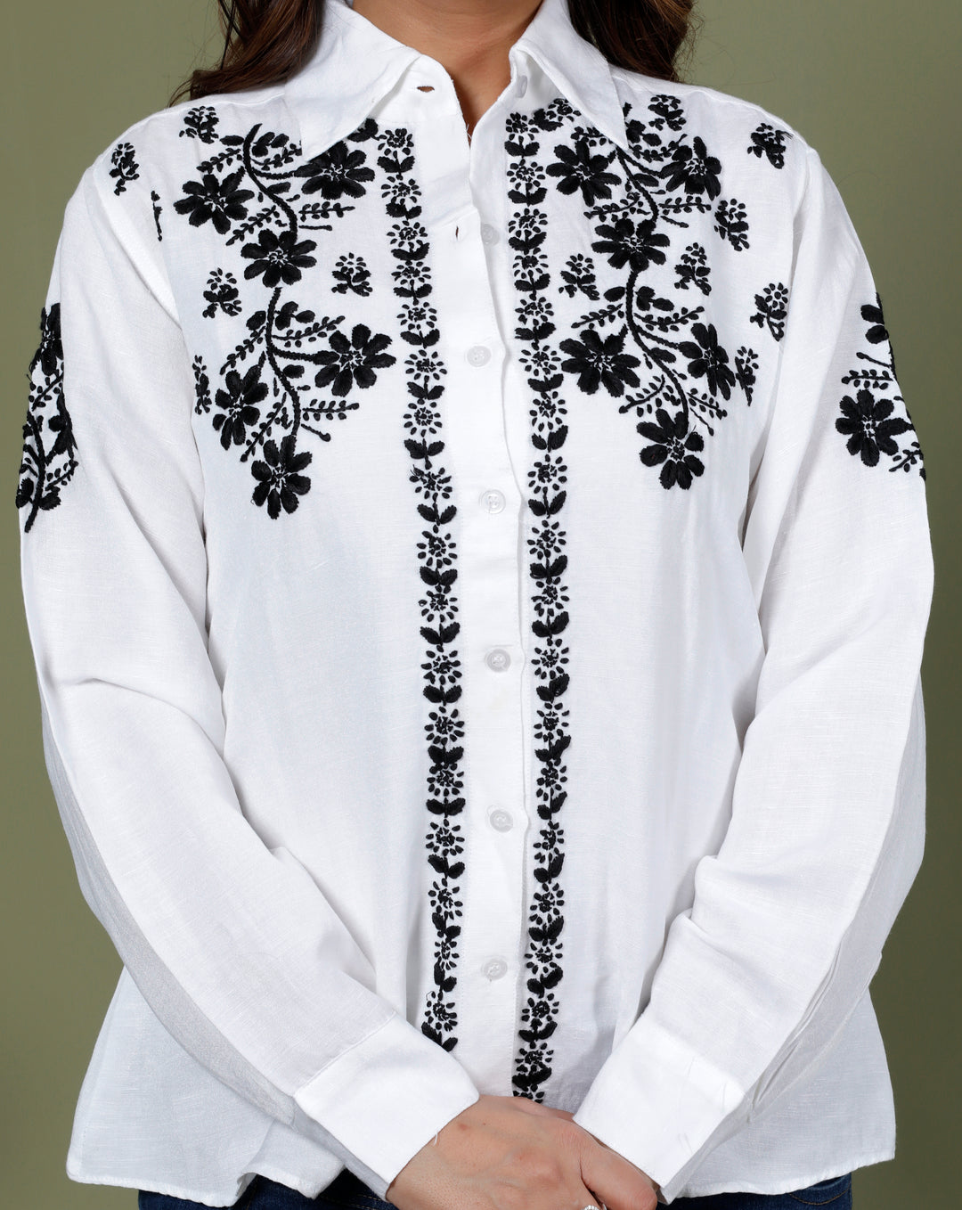 AAVYA LINEN CHIKANKARI SHIRT