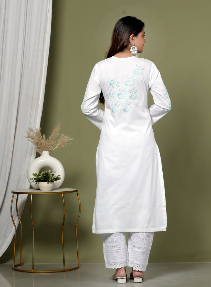 ISHIRA COTTON CHIKANKARI LONG KURTI
