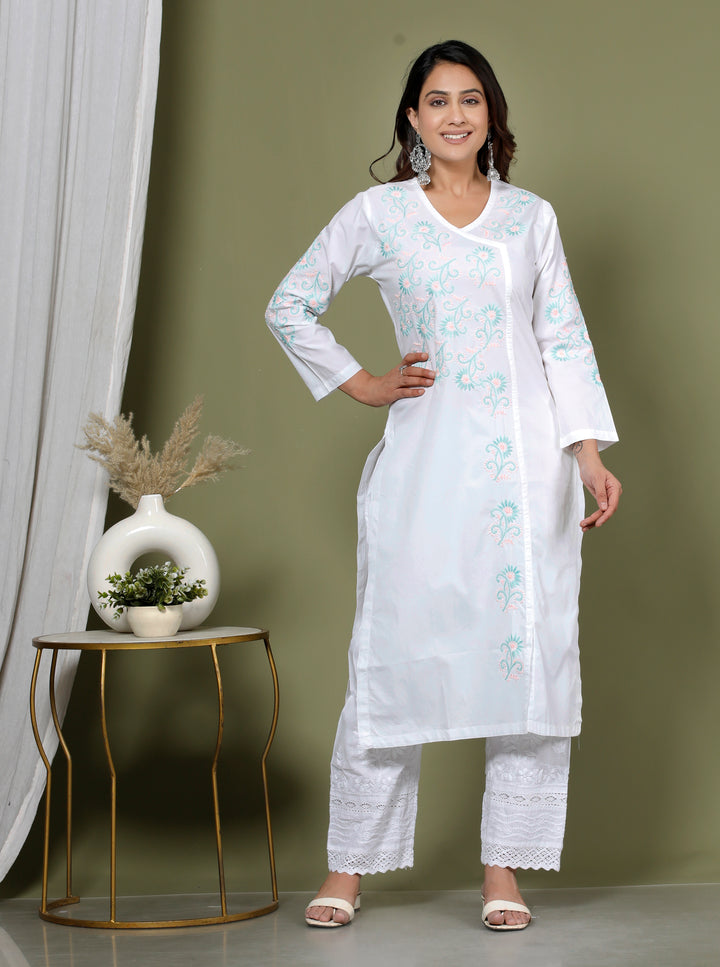 ISHIRA COTTON CHIKANKARI LONG KURTI
