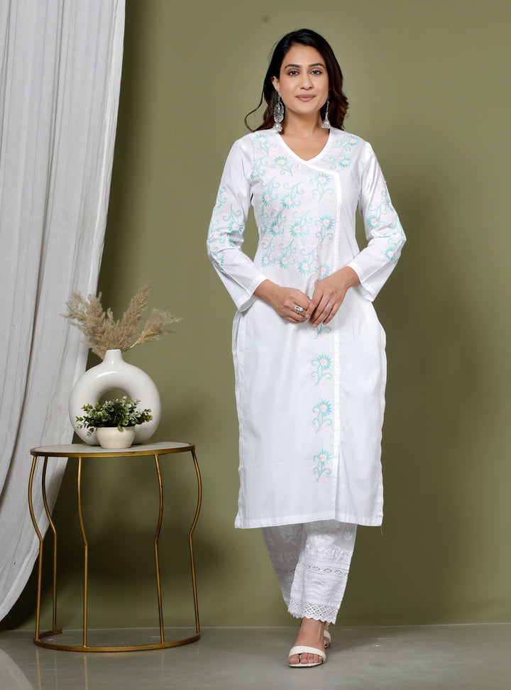 ISHIRA COTTON CHIKANKARI LONG KURTI