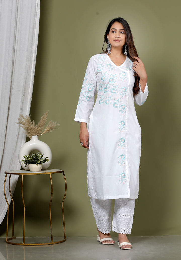 ISHIRA COTTON CHIKANKARI LONG KURTI