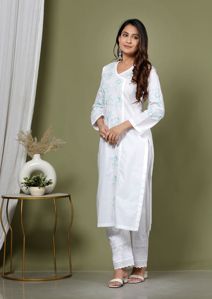 ISHIRA COTTON CHIKANKARI LONG KURTI