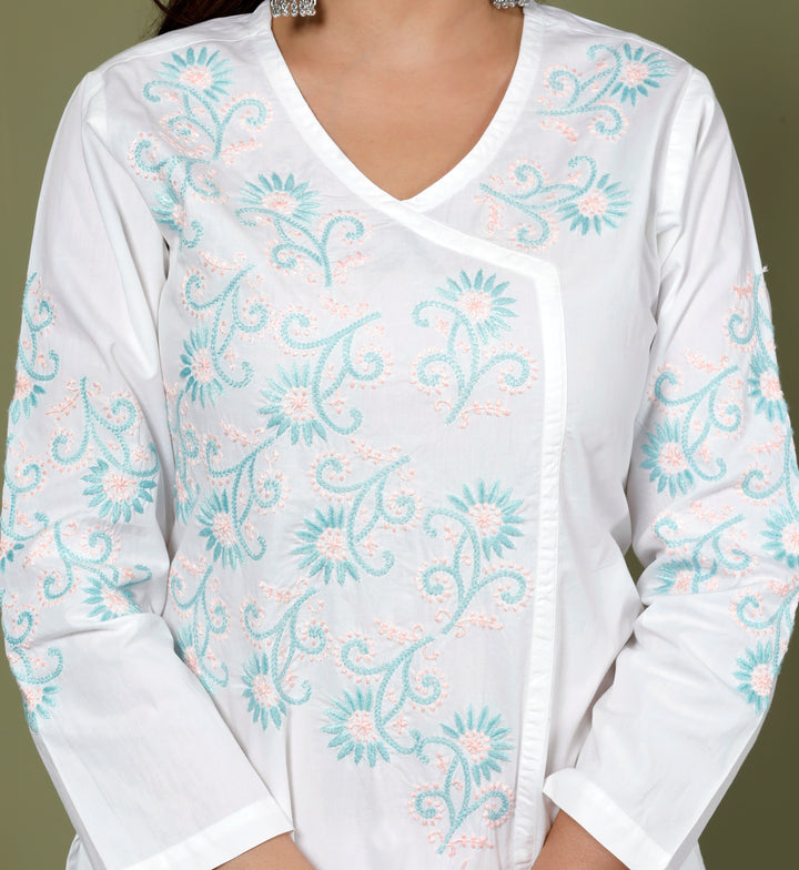 ISHIRA COTTON CHIKANKARI LONG KURTI