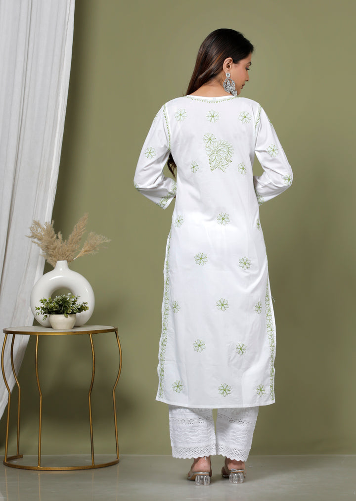 TAVISHA COTTON CHIKANKARI LONG KURTI