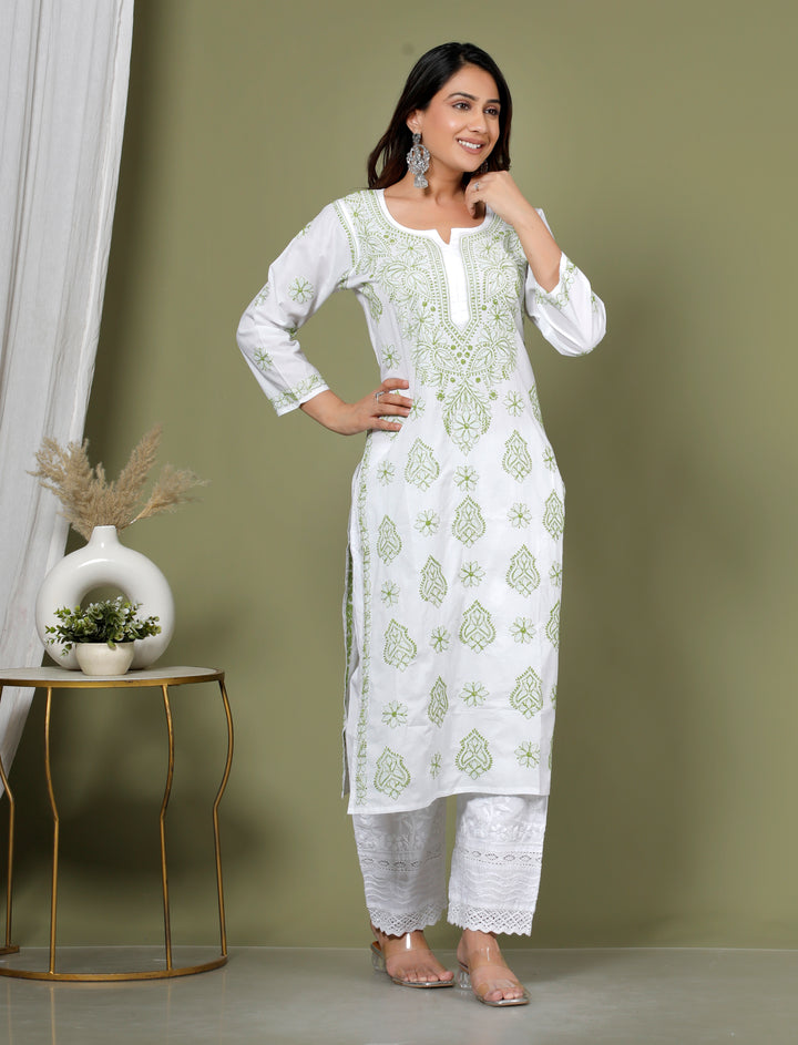 TAVISHA COTTON CHIKANKARI LONG KURTI