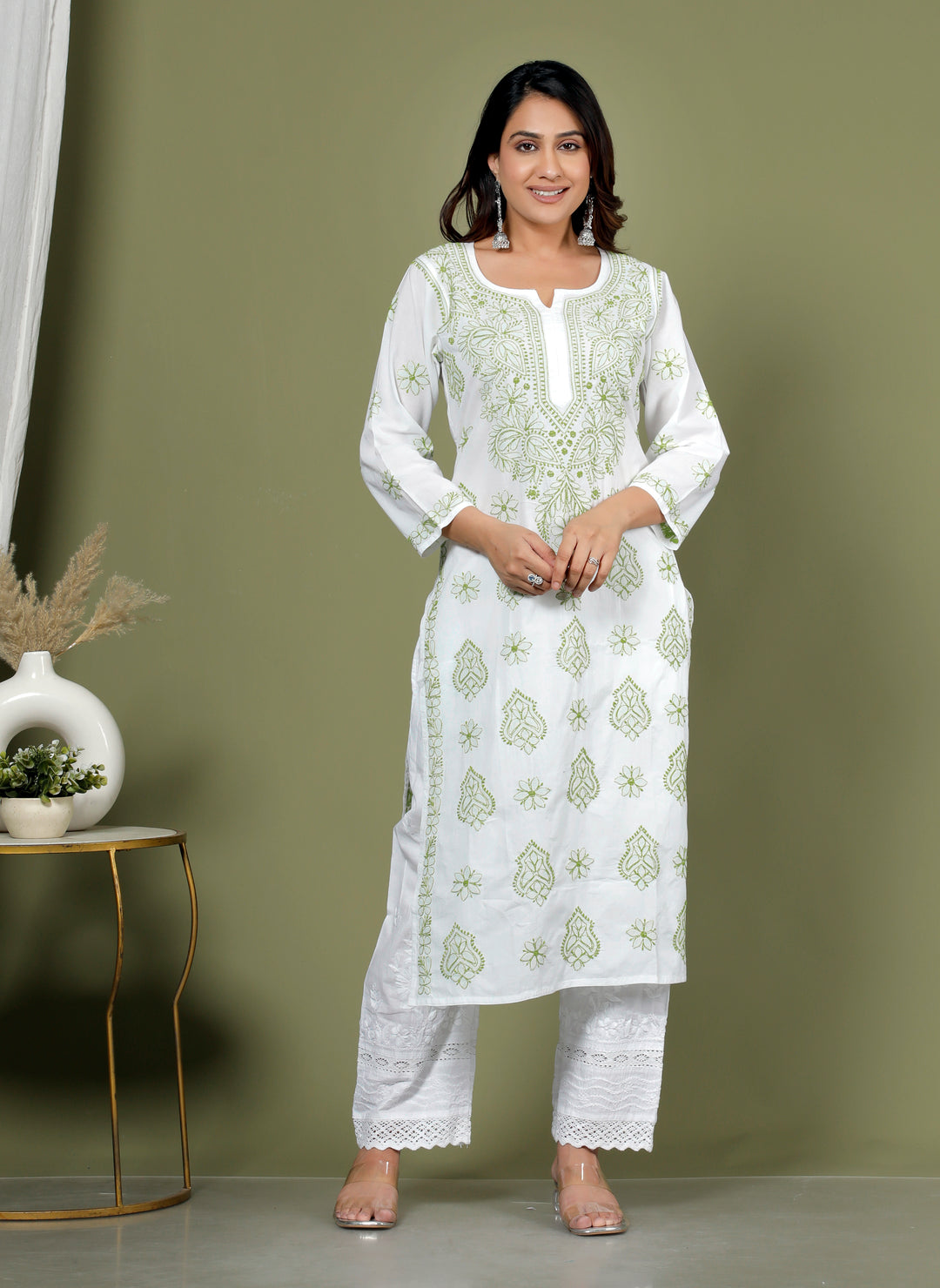 TAVISHA COTTON CHIKANKARI LONG KURTI