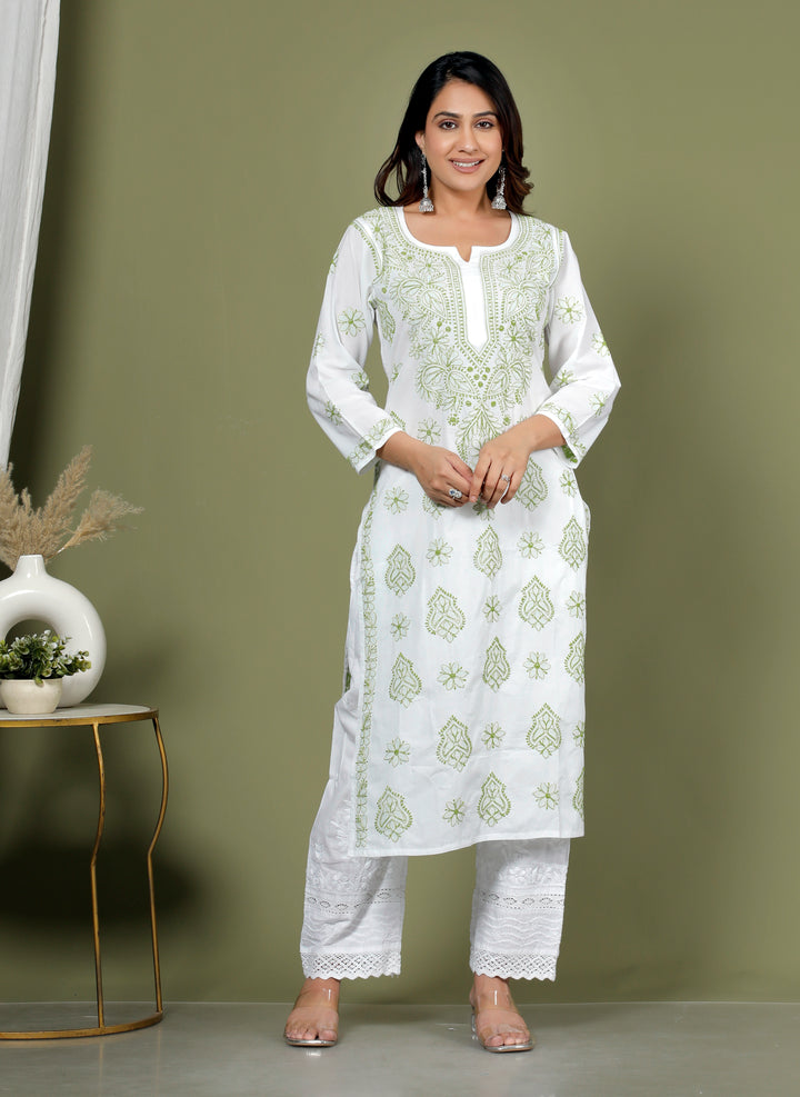 TAVISHA COTTON CHIKANKARI LONG KURTI