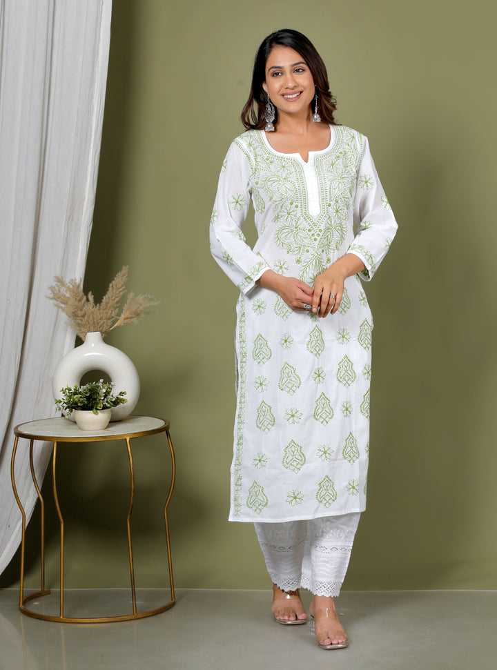 TAVISHA COTTON CHIKANKARI LONG KURTI