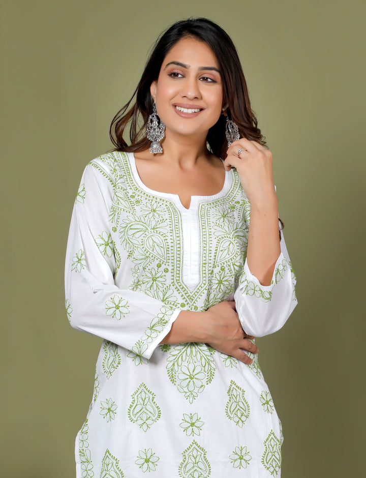 TAVISHA COTTON CHIKANKARI LONG KURTI