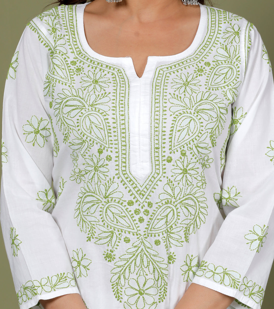 TAVISHA COTTON CHIKANKARI LONG KURTI