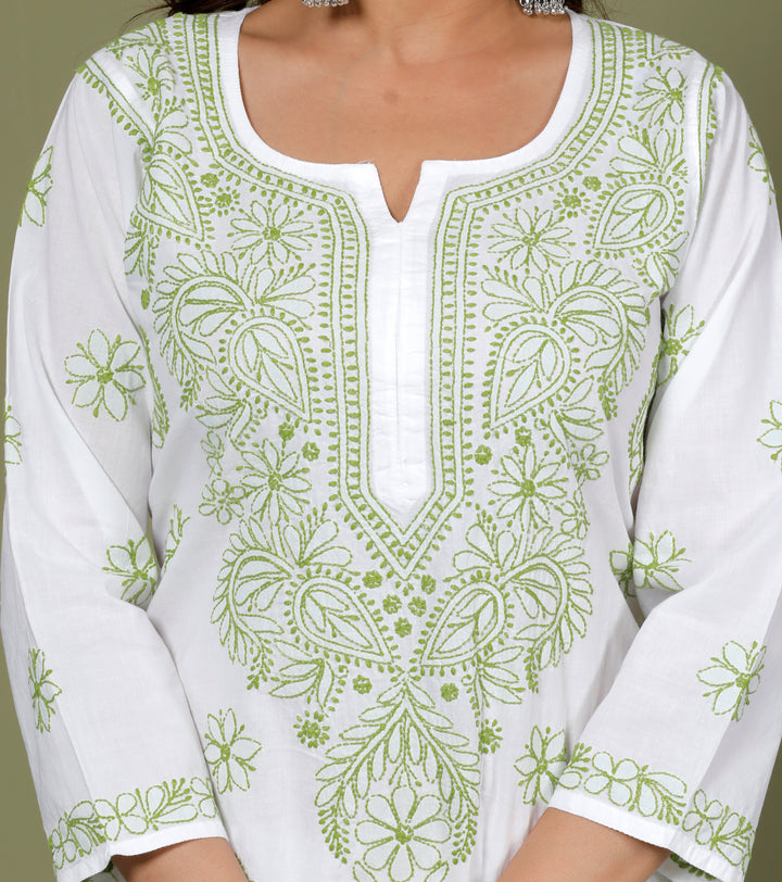 TAVISHA COTTON CHIKANKARI LONG KURTI