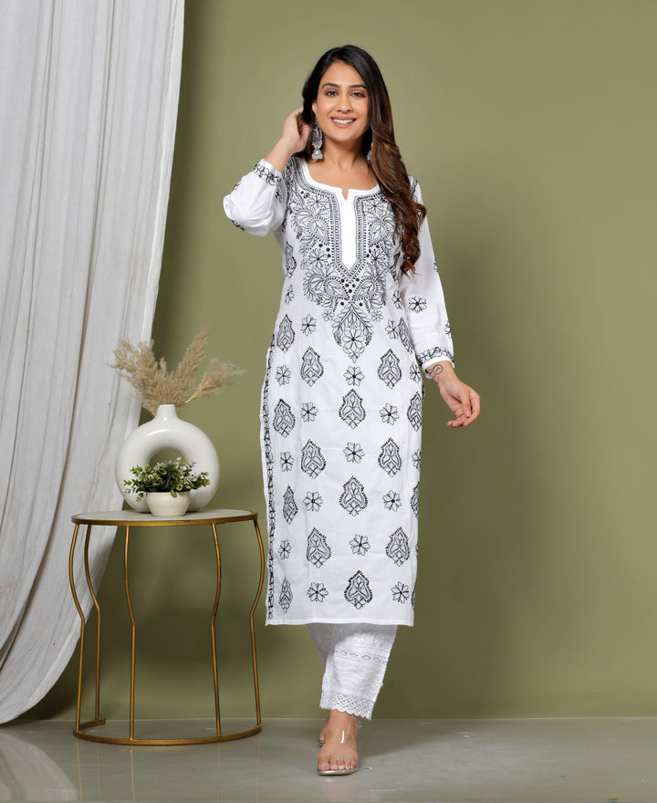TAVISHA COTTON CHIKANKARI LONG KURTI