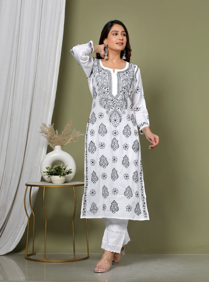 TAVISHA COTTON CHIKANKARI LONG KURTI