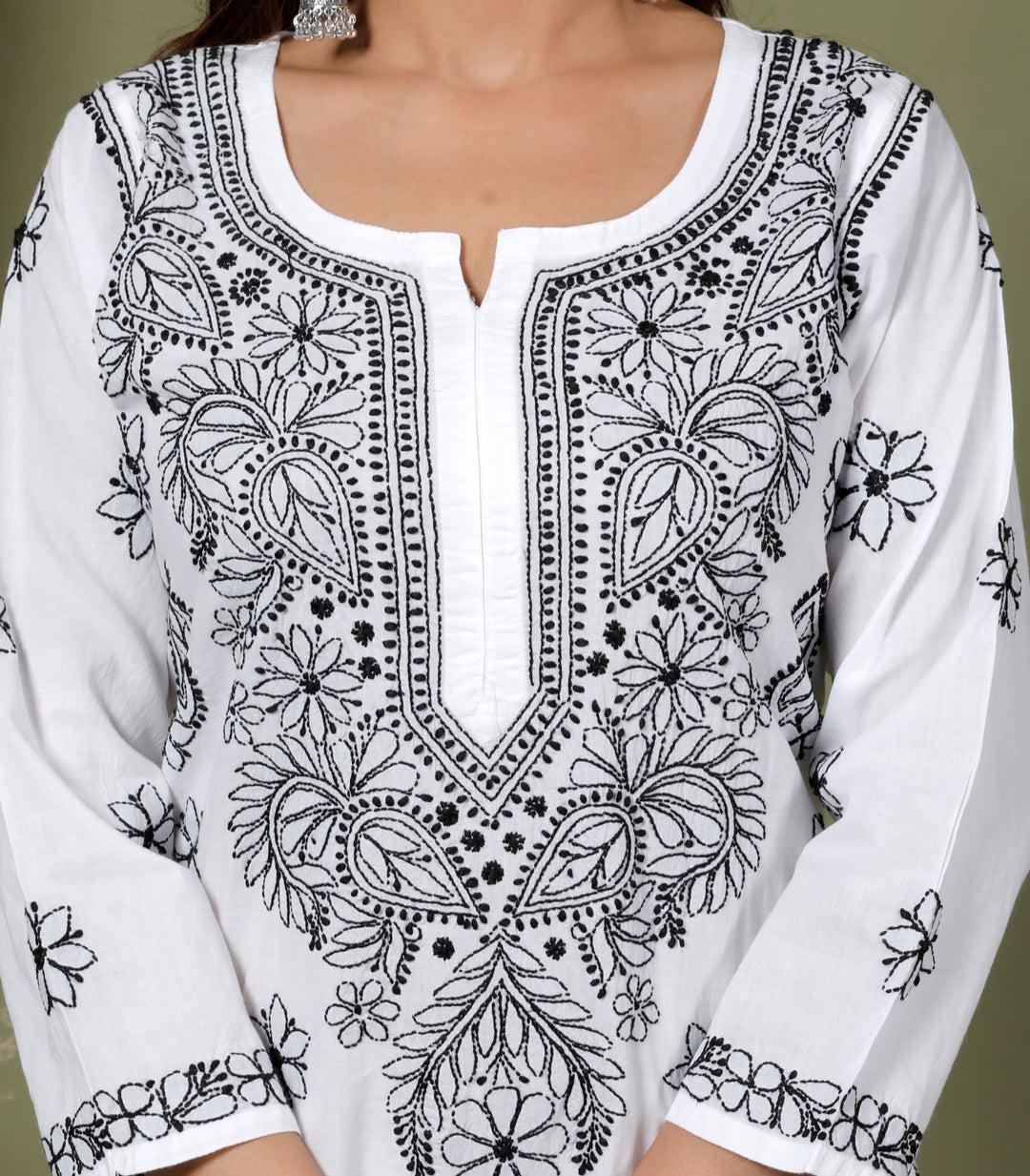 TAVISHA COTTON CHIKANKARI LONG KURTI