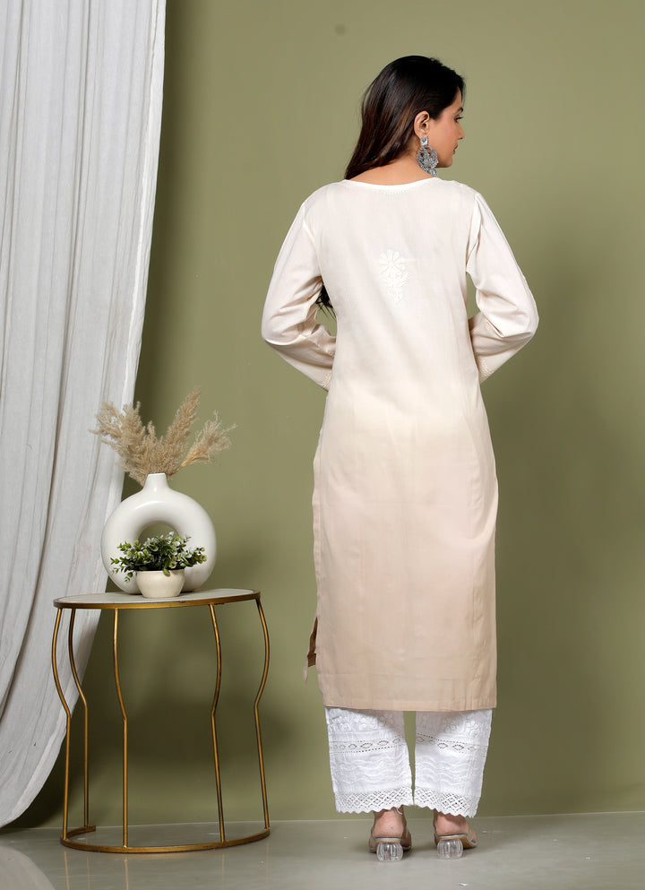 CHARVI COTTON CHIKANKARI LONG KURTI