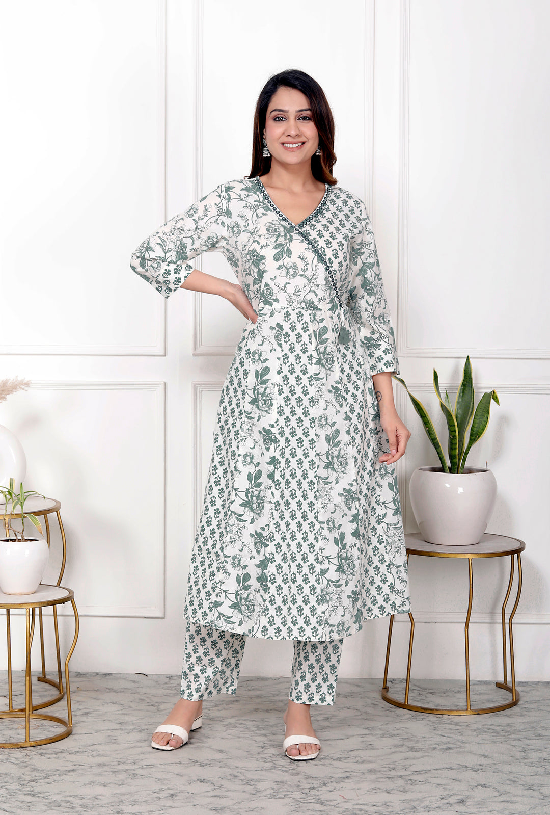 PIHU COTTON PRINTED DUPATTA SET - GREEN