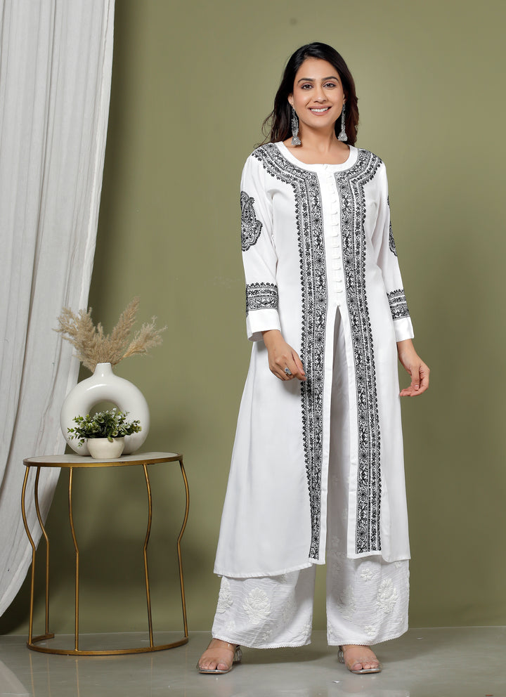 MALLIKA COTTON CHIKANKARI LONG KURTI